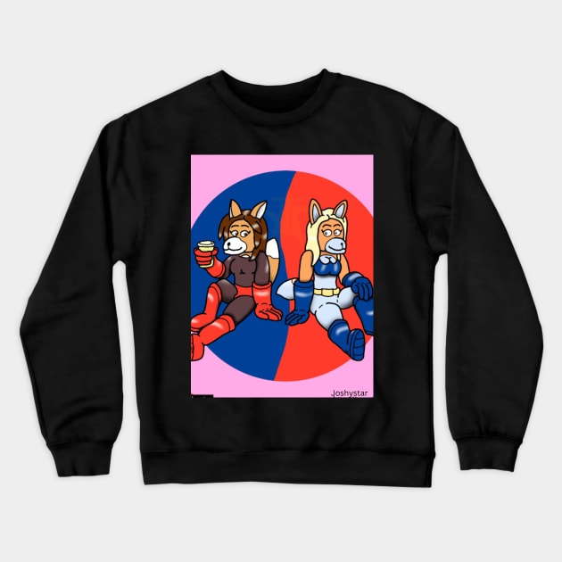 AK Girl and Wondervixen: Coffee and Chill (Joshystar) Crewneck Sweatshirt by Reynard City